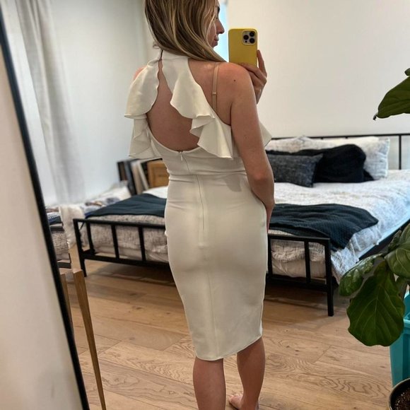 White Ruffle Neck Dress – ASOS (Size Small) - Picture 3 of 4